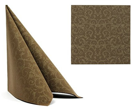 50 Servietten ORNAMENT Braun PREMIUM AIRLAID Stoffähnlich 40x40cm 50 Stück pro Packung Hochwertig Stoffoptik Hochzeitsservietten Geburtstag Hochzeit Taufe Catering Hotel Gastro 11 Motive Braun
