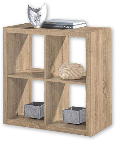 STYLE Modernes Würfelregal Eiche Sonoma Optik, ideal für Faltboxen - Praktisches Raumteiler Regal mit offenen Fächern - 77 x 77 x 38 cm (B/H/T)