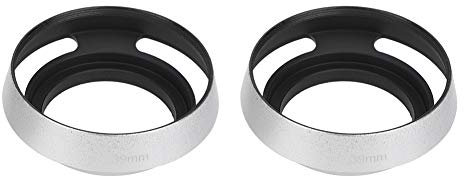 VBESTLIFE Paraluce per Obiettivo per Fotocamera, 2 Pezzi 39 mm in Lega di Alluminio con incavo per paraluce per paraluce per Fotocamera Argento