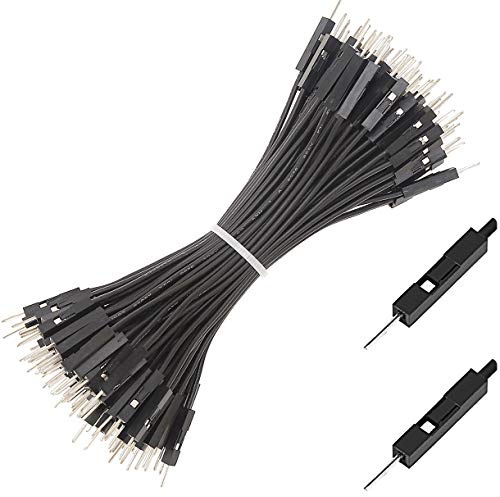 Premium Breadboard Jumper Wires Male to Male 0.1'' Square Head 100-Pack Black Color 24AWG (10CM, M/M)