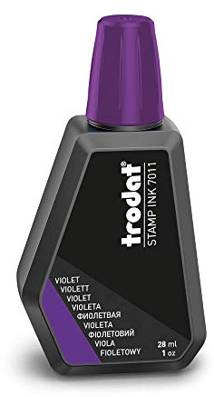 Trodat 7011, Flacone di Inchiostro Viola per la Ricarica dei Tamponi o Cuscinetti, 28 ml, Inchiostro a Base d'Acqua per Timbrare Documenti, Impronte Pulite e Nitide, Tappo Richiudibile