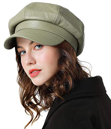 Genfien Baskenmütze, klassisch, einfarbig, französisch, für Damen, Newsboy-Mütze, Becher, Jungen, Kunstledermützen für Damen
