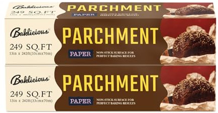 Unbleached Parchment Paper Roll for Baking, 2 Pack of 13 In X 242 Ft, Non-stick Baking Paper, Food Grade Cooking Papers For Bread, Cookies, Heat Press, Pans, Oven, Air Fry