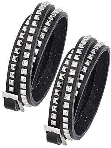 Garosa 2pcs bracciale in pelle braccialetto punk intrecciato braccialetti in pelle rock braccialetti uomo donna punk rock avvolgere braccialetto spike cinturino con borchie avvolgere