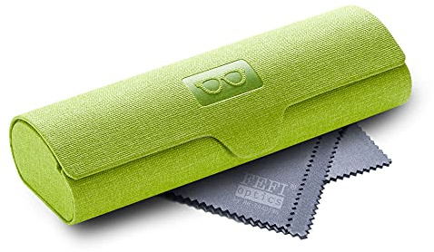 FEFI - Stabiles Hardcase Brillenetui im bunten Leinen-Look (grün)