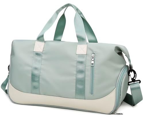 Tokeya Borsone Palestra 40L Borsa da Viaggio Pieghevole Uomo Donna con Scomparto per Scarpe e Bagnato Impermeabili, Grande Borsa Sportiva Weekend Impermeabile Tote Travel Bag Per Piscina Sport, Verde