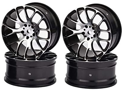 KEEDA 52 mm Alufelgen für 1:10 RC Drift On Road Rennwagen HSP Redcat HPI Himoto Kyosho (Schwarz)