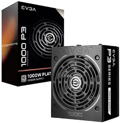 EVGA Supernova 1000 P3, 80 Plus Platinum 1000W, Fully Modular, Eco Mode with FDB Fan, 10 Year Warranty, Includes Power ON Self Tester, Compact 180mm Size, Power Supply 220-P3-1000-X2 (EU)