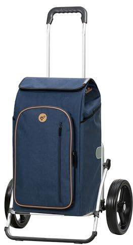 Andersen Einkaufstrolley - klappbar - 61 Liter - mit Kühlfach - Aufhängung für Einkaufswagen - belastbar 50 kg - Aluminium - Trolley - 3-Speichen-Rad Ø 25 cm - Cargo Shopper XXL Folke blau