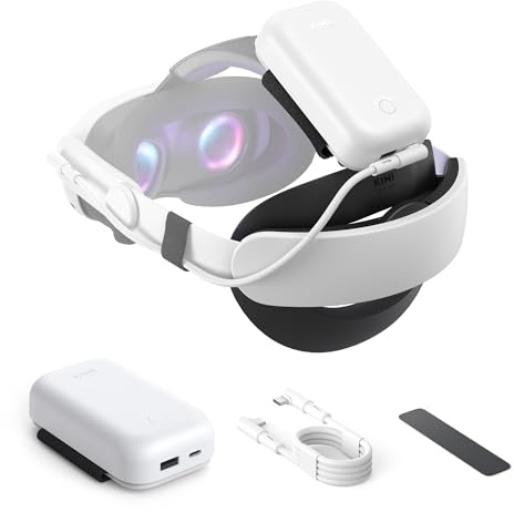 KIWI design 10000mAh Akku Kompatibel mit Meta Quest 3S/Quest 3/Quest 2 Zubehör, Powerbank zum Ausgleich des Kopfdrucks und zur Verlängerung der Spielzeit (Kopfgurt Nicht Enthalten)