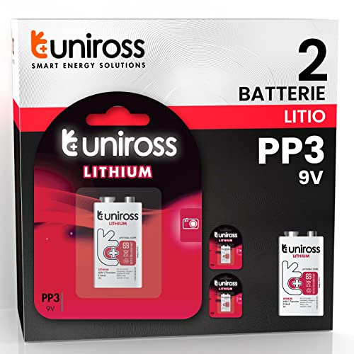 Uniross Pile Transistor Lithium 9V Ultra Performance 6LR61 E-Block Al Litio PP3-2 Blister Da 1 Batteria Li-Ion