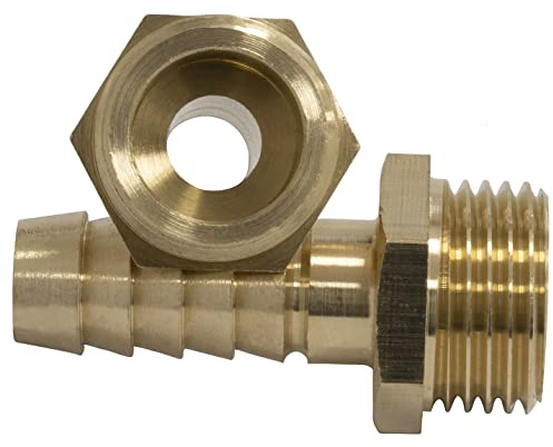 AERZETIX - Juego de 2 Racores Macho Acanalados 1/2 para Manguera Ø13mm - Rosca Exterior - para Llave 22mm - Adaptador Conector Sistema Circuito de Irrigación Riego Bomba - en Latón