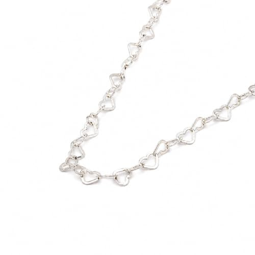 Kualitas Genuine 925 Sterling Silver 3.6mm Heart Link Chain Necklace Minimalist Jewellery For Her