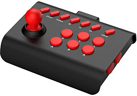 Arcade Fight Stick Joystick Para PS4/PS3/PC, Controlador de Juego Joystick de Lucha con Turbo y Funciones Macro (negro rojo)