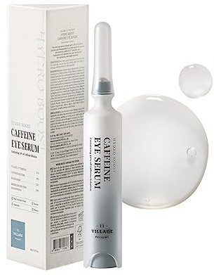 VILLAGE11FACTORY Hydro Boost Caffeine Eye Serum (0.33 fl.oz./10ml) With 10% Caffeine Solution Niacinamide & Hexapeptide-8 Depuff Elasticity Dark Circle Treatment