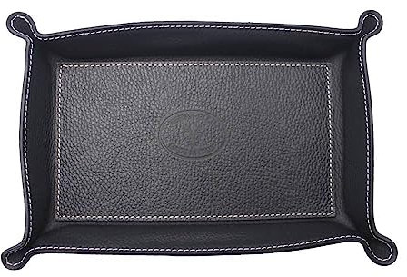 FrasiBags Taschenleerer aus echtem Leder, hergestellt in Italien, Ablagetablett für den Eingang, leerer Eingriffstaschen, modernes Design, aus Leder, rechteckig, groß (Schwarz)