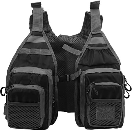 Topyond Atmungsaktive Angelweste Für Damen Und Herren, Angelweste Mit Mehreren Taschen Und Rutenhalter, Ideal Für Kajakfahren, Kanufahren Und Outdoor-Aktivitäten (schwarz)