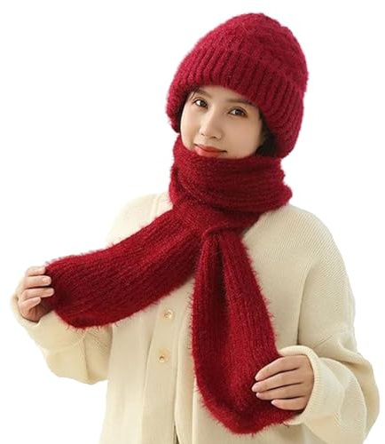 Bonnet Coupe-Vent avec Protection auditive intégrée, écharpe Chaude 2 en 1, Bonnet tricoté épais, Bonnet d'hiver