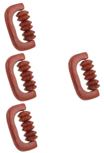 Gatuida 4 Stück Rollenmassagegerät aus Holz Körpermassagegerät Manuelle Faszienmassagerolle aus Holz Handmassagegerät nackenmassagerolle wadenmassagerolle Gesicht Werkzeug