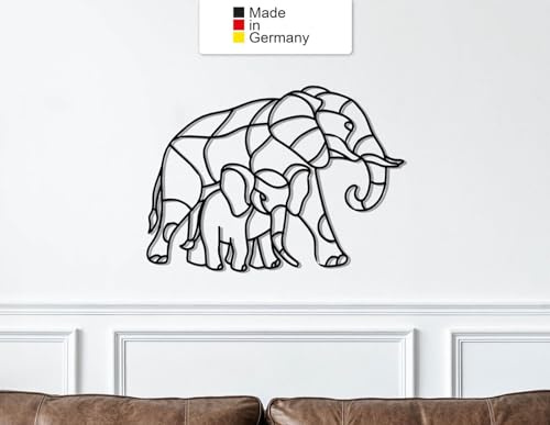 MetalGiftsWorld Elefant Line Art Metall Wanddeko Wandbild aus Metall (Größe: 80 x 58 cm)