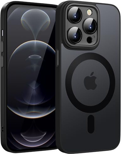 KPPIT Magnetic für iPhone 12 Pro Max Hülle für Magsafe, Handyhülle mit Magsafe Anti-Fingerabdruck Mattiert Durchscheinende Schutzhülle für iPhone 12 Pro Max case 6,7-Schwarz