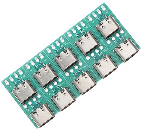 Angoily 10Pcs USB Type-C 3.1 Female Connector Board Pcb Replacement Part | Zinc Alloy and Aluminium Alloy Build, Repair Use, Networking Setups, Workstations