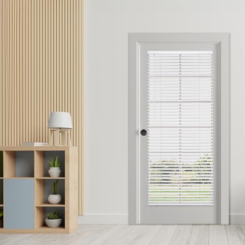 DEZ FURNISHINGS Cordless No Tools 1 Magnet Mini Blinds for Metal Doors, Room Darkening, 25 W x 72 H, White