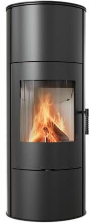 KRATKI Kaminofen aus Stahl Rollo bereit Satz Ø 150 7 kW mit Raumluftunabhängig, Blass Verkleidung, freistehend, BImSchV 2, Staubauslass, 150 mm, EEK A Kaminofen HKI