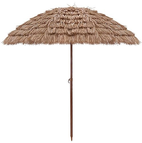 AYSMYGS 1.6m/2m/2.4m/3m Außen Garten Hawaii Sonnenschirm, Klappbarer Sonnenschirm Mit 8 Rippen, Strand Sonnenschirm Markt Sonnenschirm Für Patio Pool Balkon Hinterhof(Size:2m)