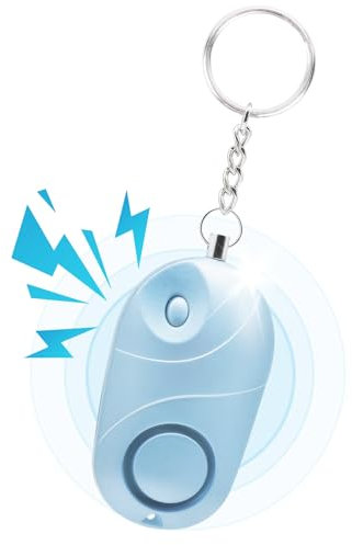 Alarme personnelle Qoosea Safe Sound Alarme de sécurité personnelle Porte-clés Sirène 140 dB avec lumière LED, alarme de sécurité d'autodéfense d'urgence pour enfants/femmes/étudiants (Azur)