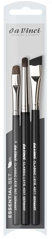 da Vinci, CLASSIC ESSENTIAL SET, hochwertiges Pinselset für tägliches Makeup, Pinsel für Foundation, Augen, Rouge, professionelles Finish, Handmade in Germany, 1 Stück | Gerade und wellige Kunstfasern - für präzises Schattieren, sanftes Verblenden und individuelle Augen-Looks.