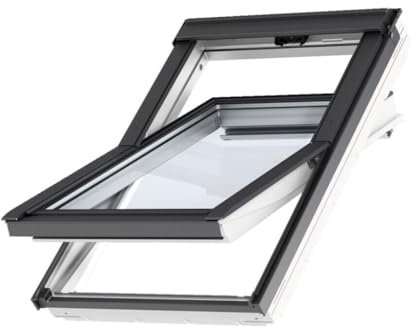 Velux Dachfenster aus Kunststoff MK06 (78 x 118 cm) mit 3-fach Verglasung und ThermoTechnology™ inkl. Eindeckrahmen für Dachziegel (1,5-12 cm)