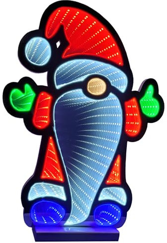 Brandsseller Weihnachtsbeleuchtung mit Infinity-Effekt 29,5x7x39,5 cm - LED Dekofigur aus Kunststoff, Timer 6/18h, 3m Kabel, moderne Weihnachtsdeko für Innen - Gnom