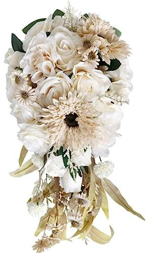 SBCGFY Hochzeit Cascading Brautstrauß künstliche Orchidee Wasserfälle Brautjungfer hält Blume