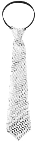 AOZUO Party Pailletten Krawatte, Glitzernde Pailletten Krawatte für Damen und Herren, Party Kostüm Fasching Karneval Vorgebunden Krawatte, Junggesellenabschied Mann Karneval, Disco Fasching(Silber)