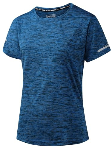Peakwell Damen Sportshirt Atmungsaktiv T-Shirts Top Kurzarm Laufshirts Funktionsshirts Sport Oberteile