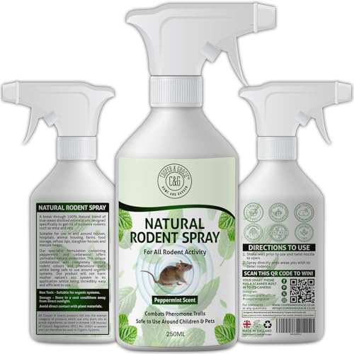 Cooper and Gracie Natural Rodent Repellent Spray, Peppermint Oil | Helps Keep Rats and Mice Away from Problem Areas, For Use Around the Home and Garden, Non-Toxic, 250ml