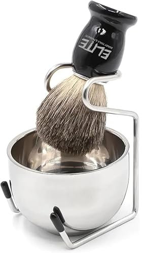 Shaving Set Shaving Brush Set Traditional Men Shaving KIt fot Rich Lather Shave Brush Bristle Brush for Male Grooming, Barbers and Salon. Wet Shaving Brush Using Shaving Cream, Foam & Soap (Black)