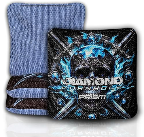 DIAMOND CORNHOLE Wettkampf-Cornhole-Taschen | Turnier-Stil | reguläre Größe | Allwetter | 4er-Set | Prism-Serie (Limited 'Diamond Skull' Edition)