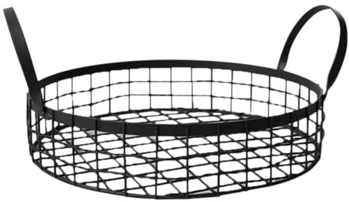 PRETYZOOM Panier De Rangement Fil De Fer Noir Avec Poignée Corbeille à Fruits Compacte Et Décorative Pour Table Support Snack Et Organiseur Multifonction