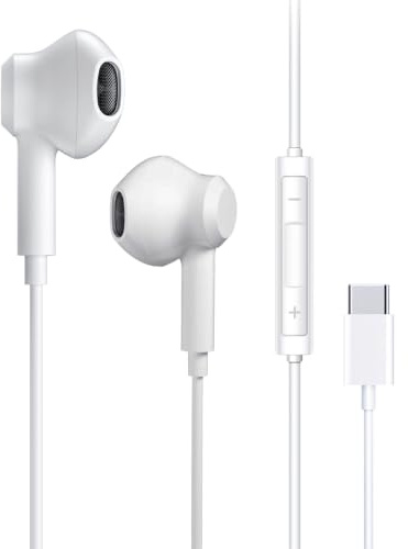 Auriculares USB C, Cascos intrauditivos Tipo C con Micrófono Control | de Volumen y Sonido Puro, Compatible con iPhone 15/16 16 Pro/Samsung S20/S21/Huawei/P20 Pro/30 pro/P40/Google Pixel 3/4