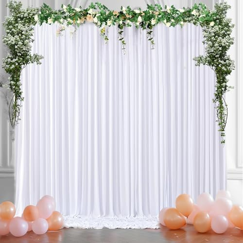 Lot de 2 Rideaux de Fond de 3 m - Infroissables - pour fête de Mariage - Convient pour la décoration intérieure et extérieure - 1,5 x 3 m - Champagne