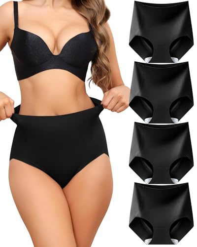 Levao Shapewear Bragas Moldeadoras de Cintura Alta sin Costuras para Mujer Bragas Moldeadoras de Cintura Alta Transpirables para Mujer (Paquete de 4, Tallas S-XXL)