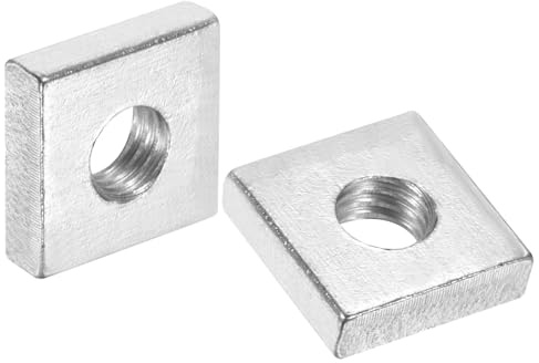 sourcing map 10 tuercas cuadradas M6 x 13 mm x 4 mm, acero al carbono, chapado en zinc, tuercas cuadradas de rosca gruesa para reparaciones del hogar e ingeniería profesional, color plateado