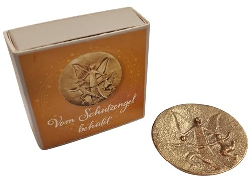 Herzmensch Schutzengel Glückstaler Münze aus echter massiver Bronze Gold 3,8 cm rund Geschenkidee Glücksbringer v. Andrea Zrenner - EIN himmlischer Begleiter