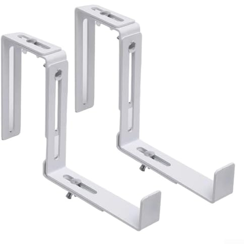 Sumsoctober Verstellbare Blumenkastenhalterungen Blumentopfhalter - 2er-Pack robuste Eisenhalterungen mit verstellbarer Breite - einfache Installation, kein Bohren erforderlich - Weiß