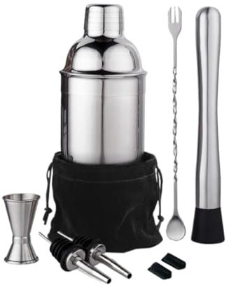 WDWDW Kit para Hacer cocteleras, Set de Barman, coctelera Boston de Acero Inoxidable para Martini