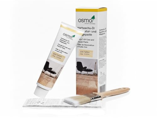 Osmo Hartwachs Öl Reparatur und Pflegepaste 3080 Farblos Öl Wachs Kombination zur Ausbesserung von Holzoberflächen Möbel Fußböden Treppen OSB Kork 75 g + Flächenstreicher Pinsel von Pfahler