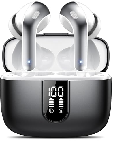 IKT Bluetooth Kopfhörer, In Ear Kopfhörer Kabellos Bluetooth 5.3 mit 50H Tiefer Bass, 2026 Neue Kabellose Kopfhörer Noise Cancelling Earbuds mit 4 ENC Mic, IPX7 Wasserdicht, Schneeweiß und Schwarz