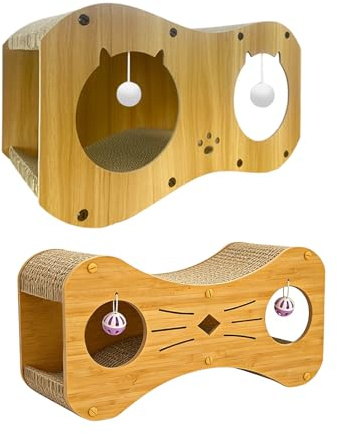 Casa Rascador para Gatos - Diseño con Doble Capa del Aburrimiento Casa para Gatos - Sofá Rascador de Madera para Gatitos,para Múltiples Espacios como Interior Exterior Salón Esquina